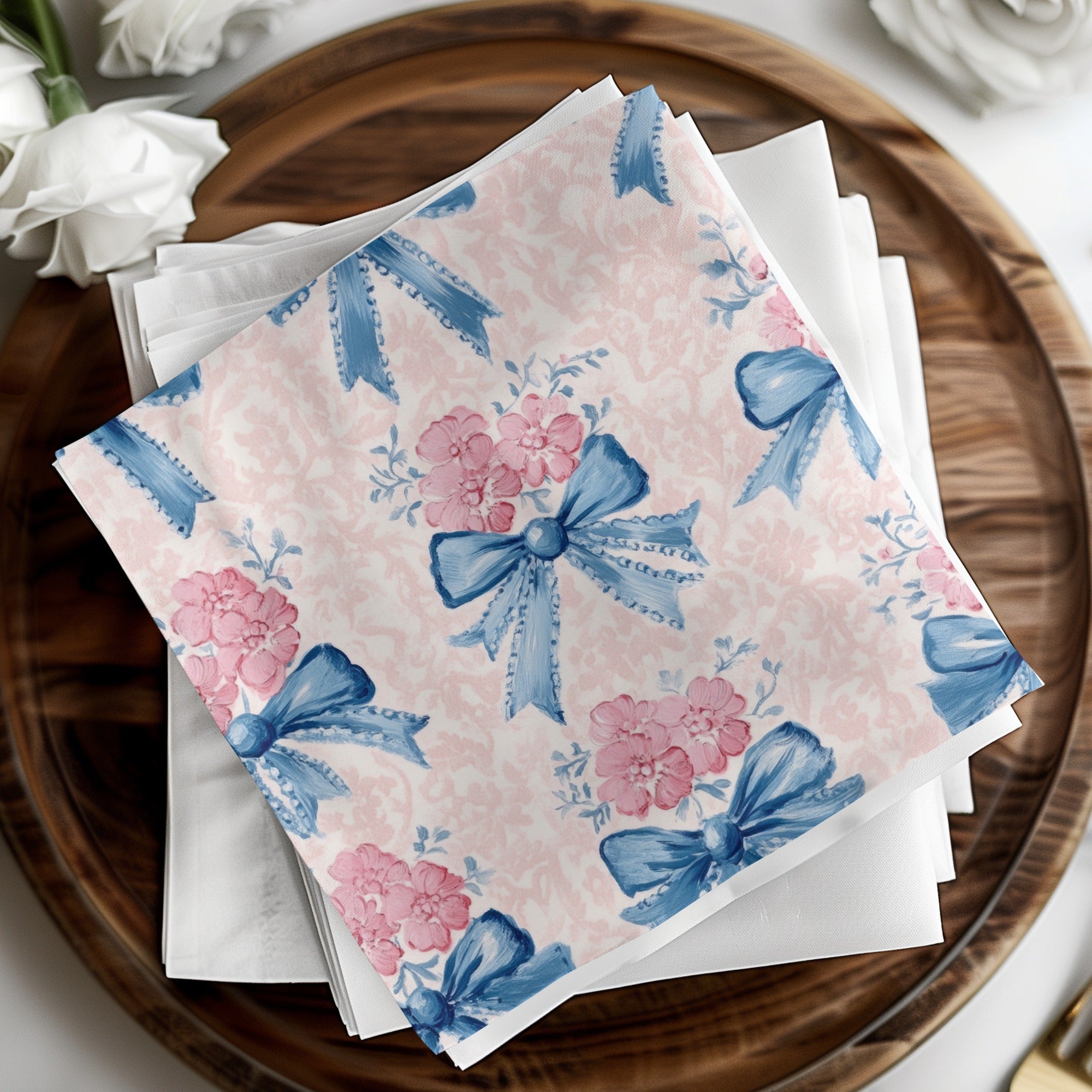 Seamless Grandmillenial Floral Bow Pattern Decoration Digital - Moore and Mountain
