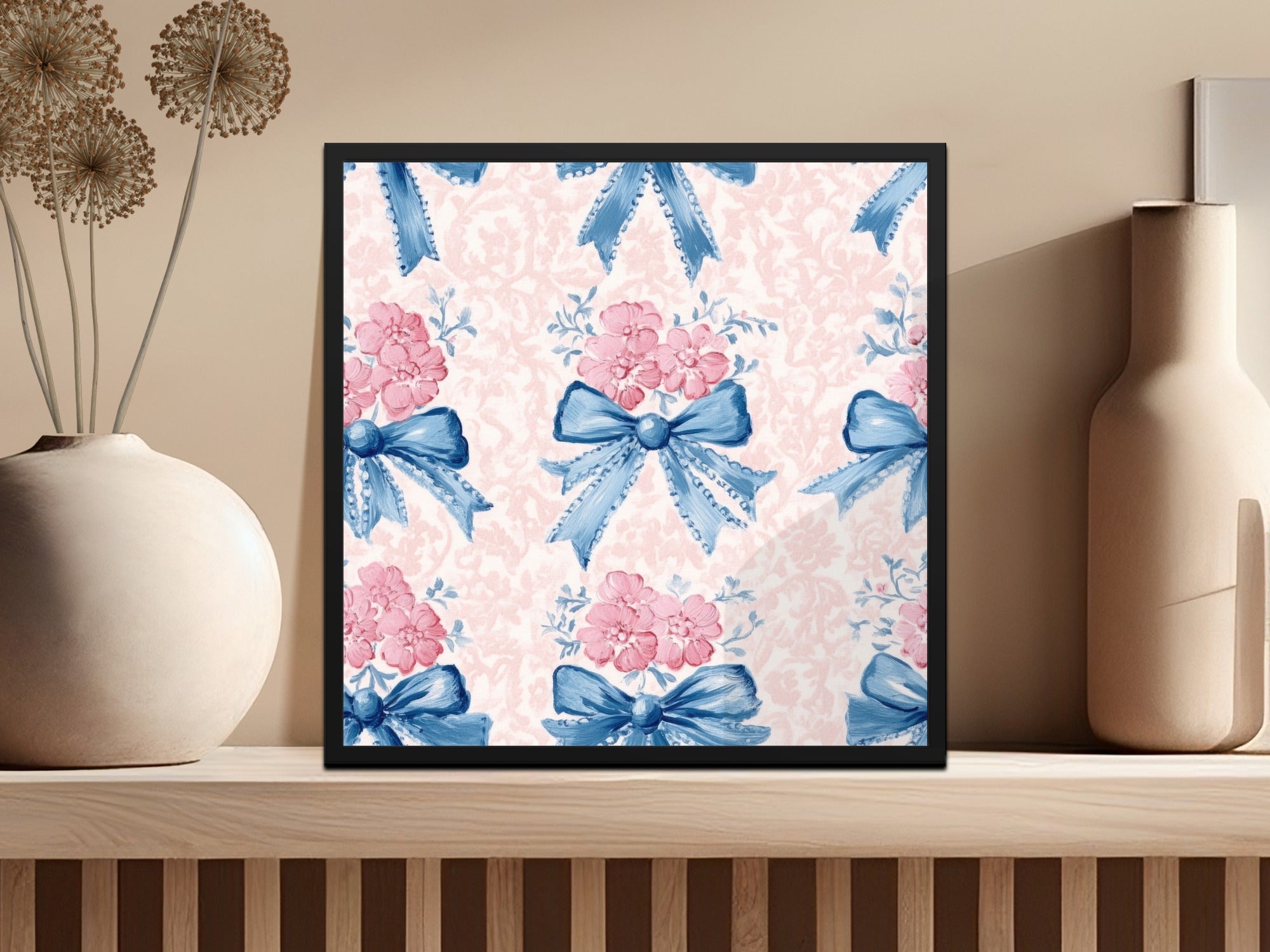 Seamless Grandmillenial Floral Bow Pattern Decoration Digital - Moore and Mountain