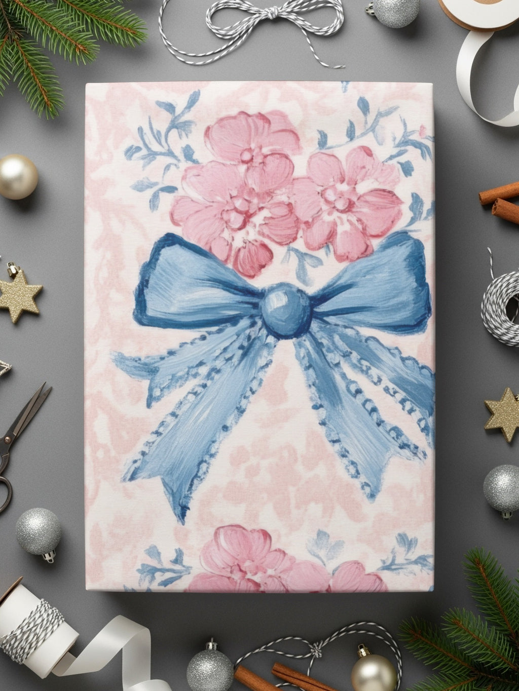 Seamless Grandmillenial Floral Bow Pattern Decoration Digital - Moore and Mountain