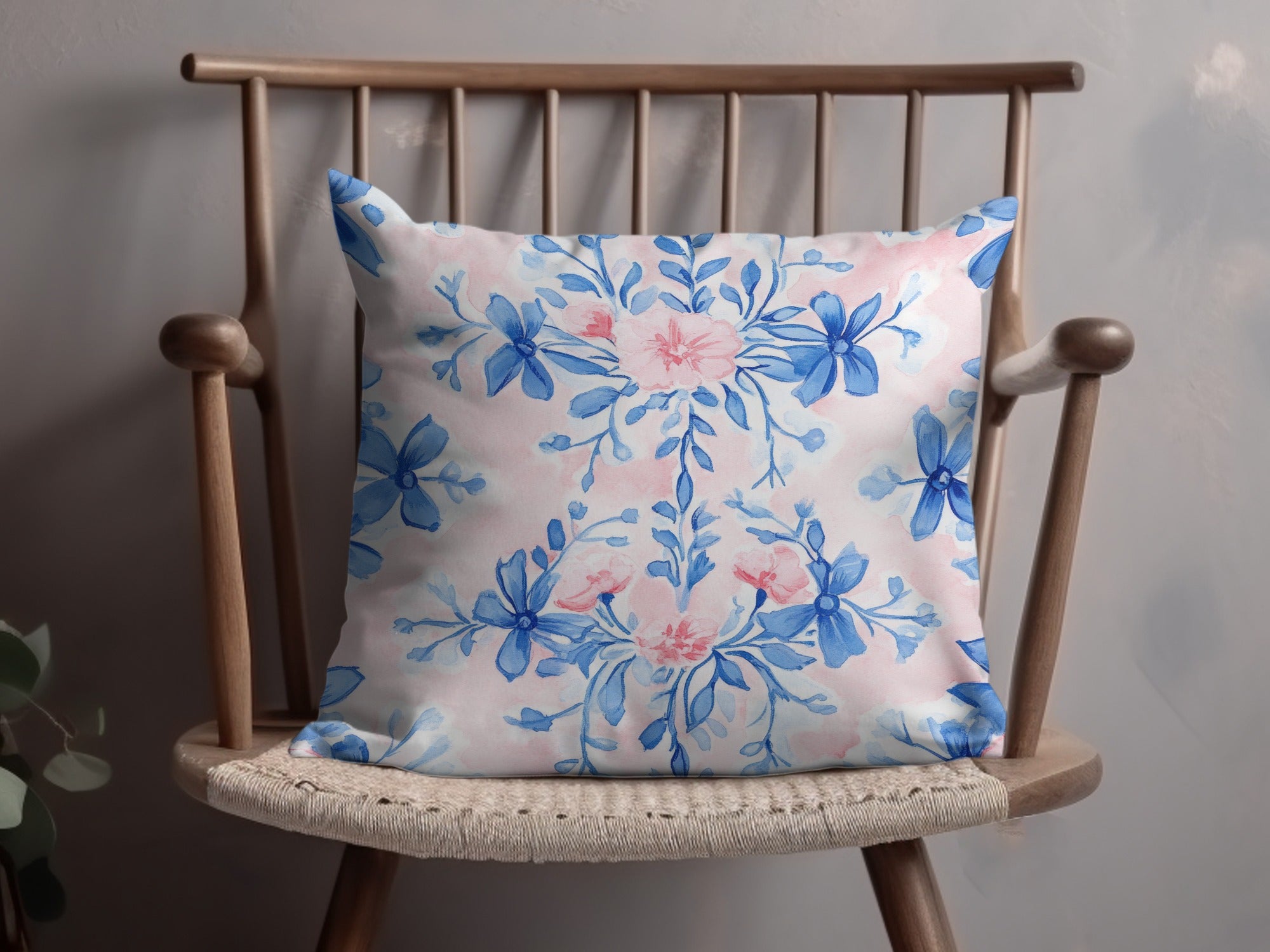 Seamless Grandmillenial Floral Design with Blue Flowers Digital - Moore and Mountain