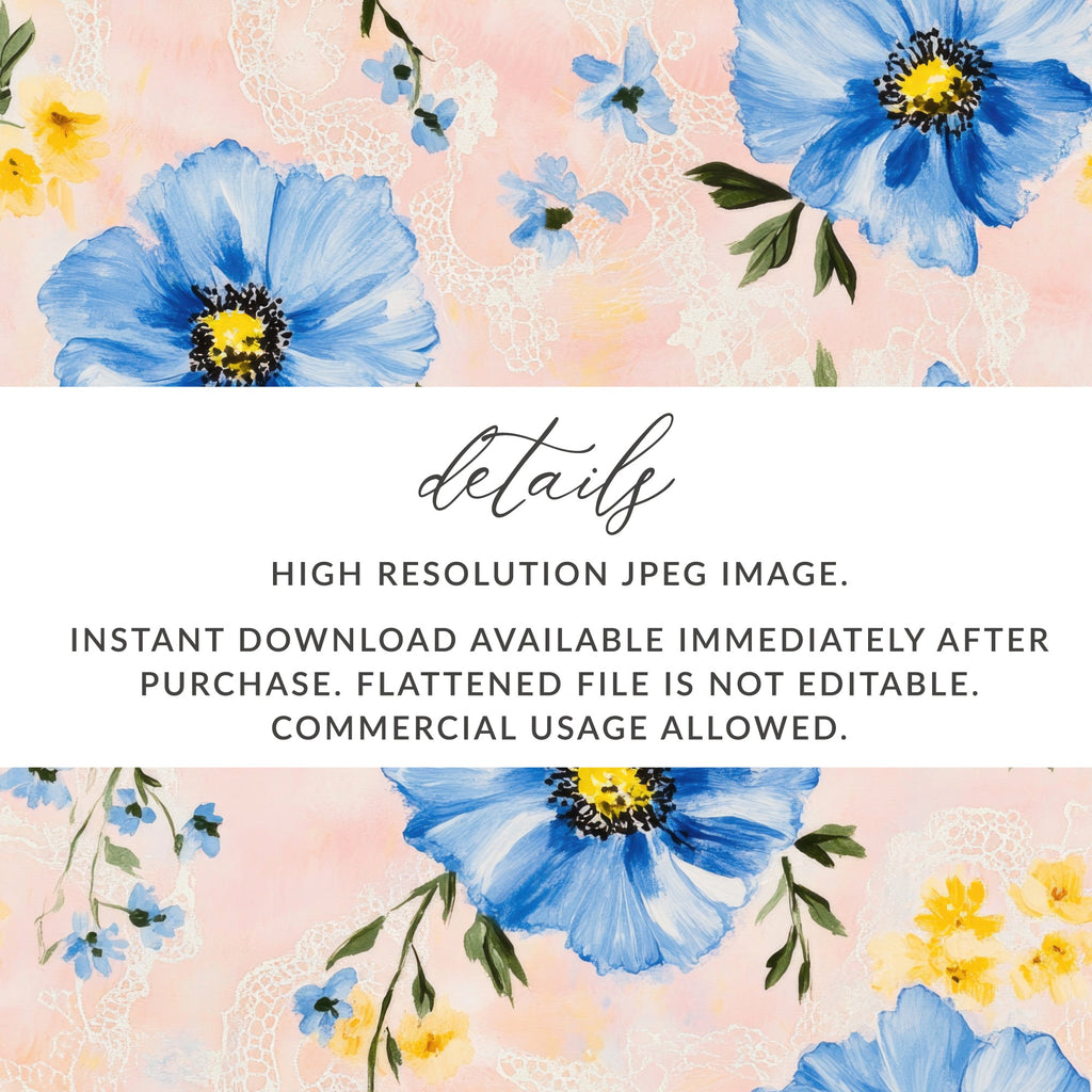Seamless Grandmillenial Floral Pattern with Lace Digital - Moore and Mountain