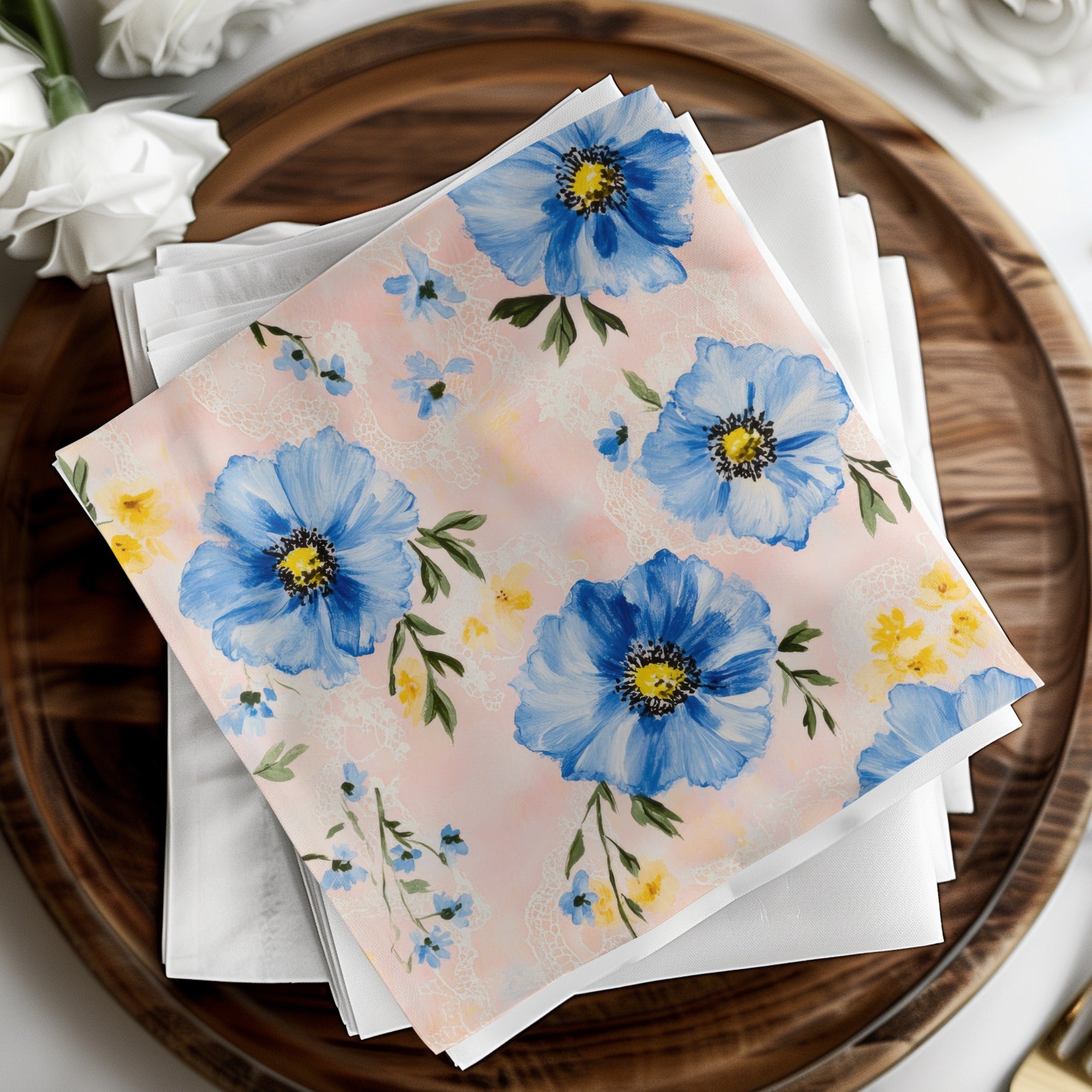 Seamless Grandmillenial Floral Pattern with Lace Digital - Moore and Mountain