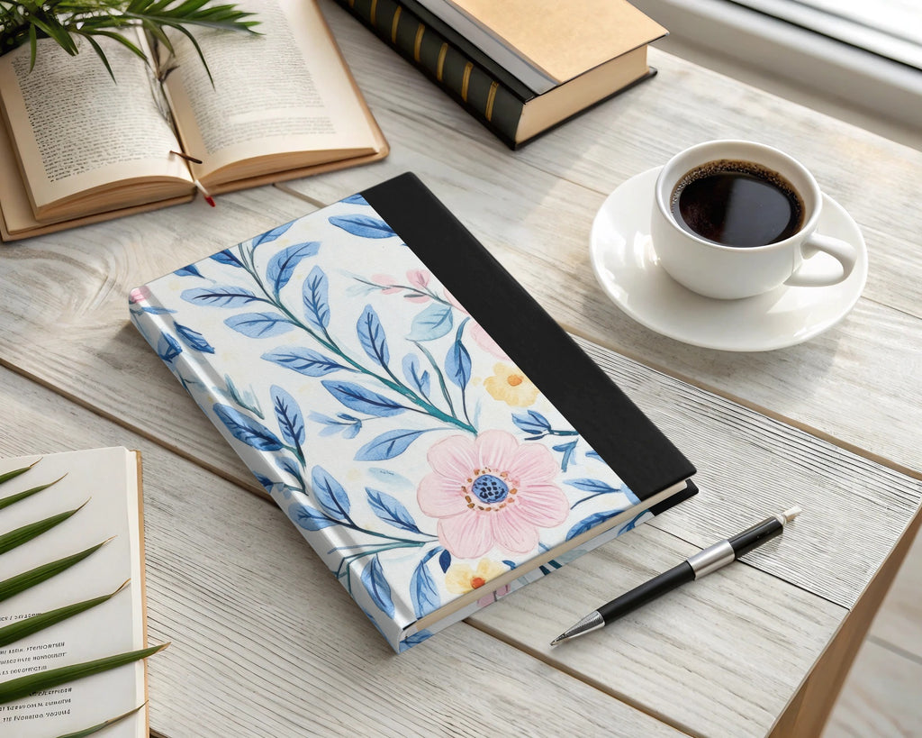 Seamless Grandmillenial Pink Flowers with Blue Leaves Digital - Moore and Mountain