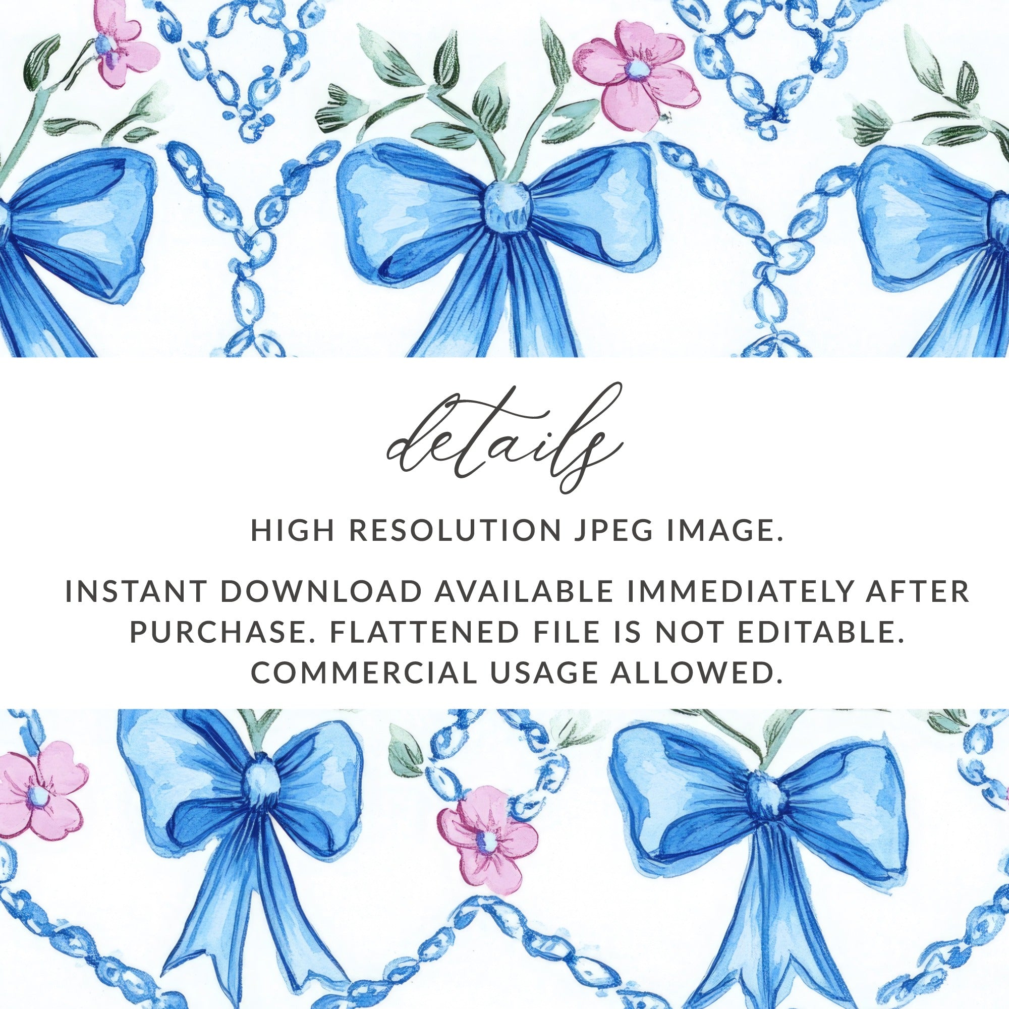 Seamless Grandmillenial Trellis Bow and Flower Digital - Moore and Mountain
