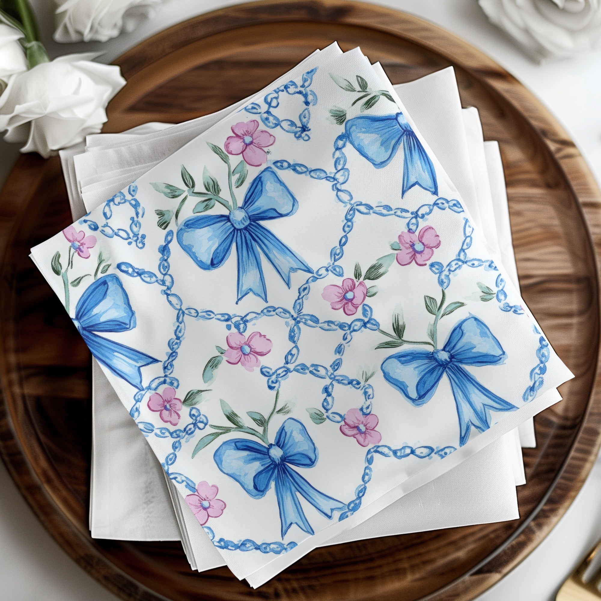 Seamless Grandmillenial Trellis Bow and Flower Digital - Moore and Mountain