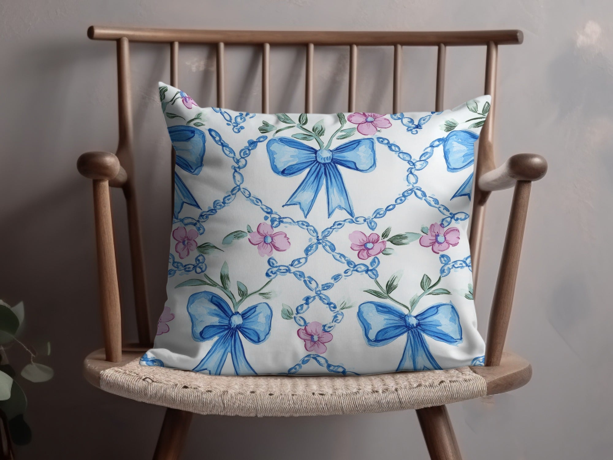 Seamless Grandmillenial Trellis Bow and Flower Digital - Moore and Mountain