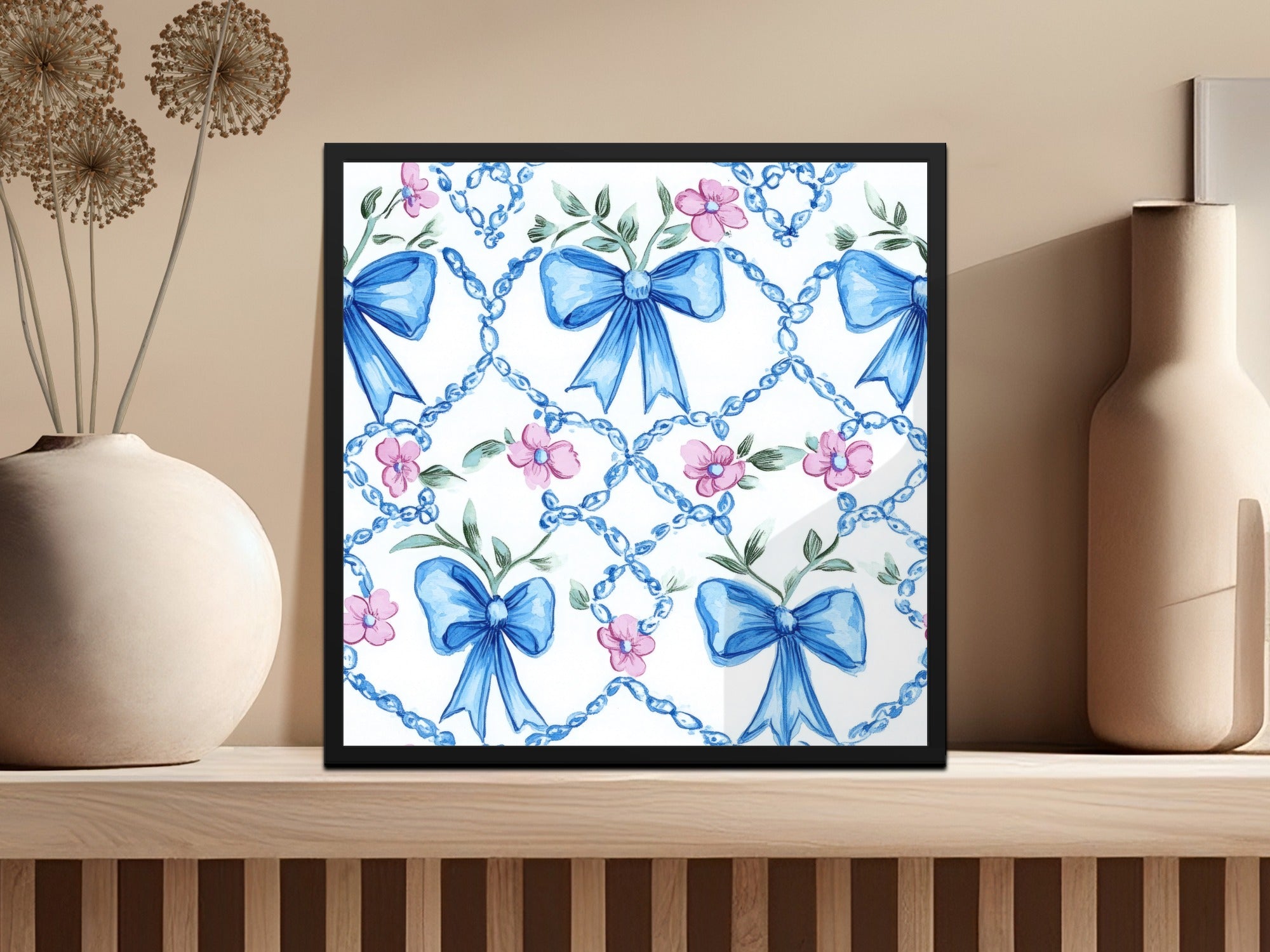 Seamless Grandmillenial Trellis Bow and Flower Digital - Moore and Mountain