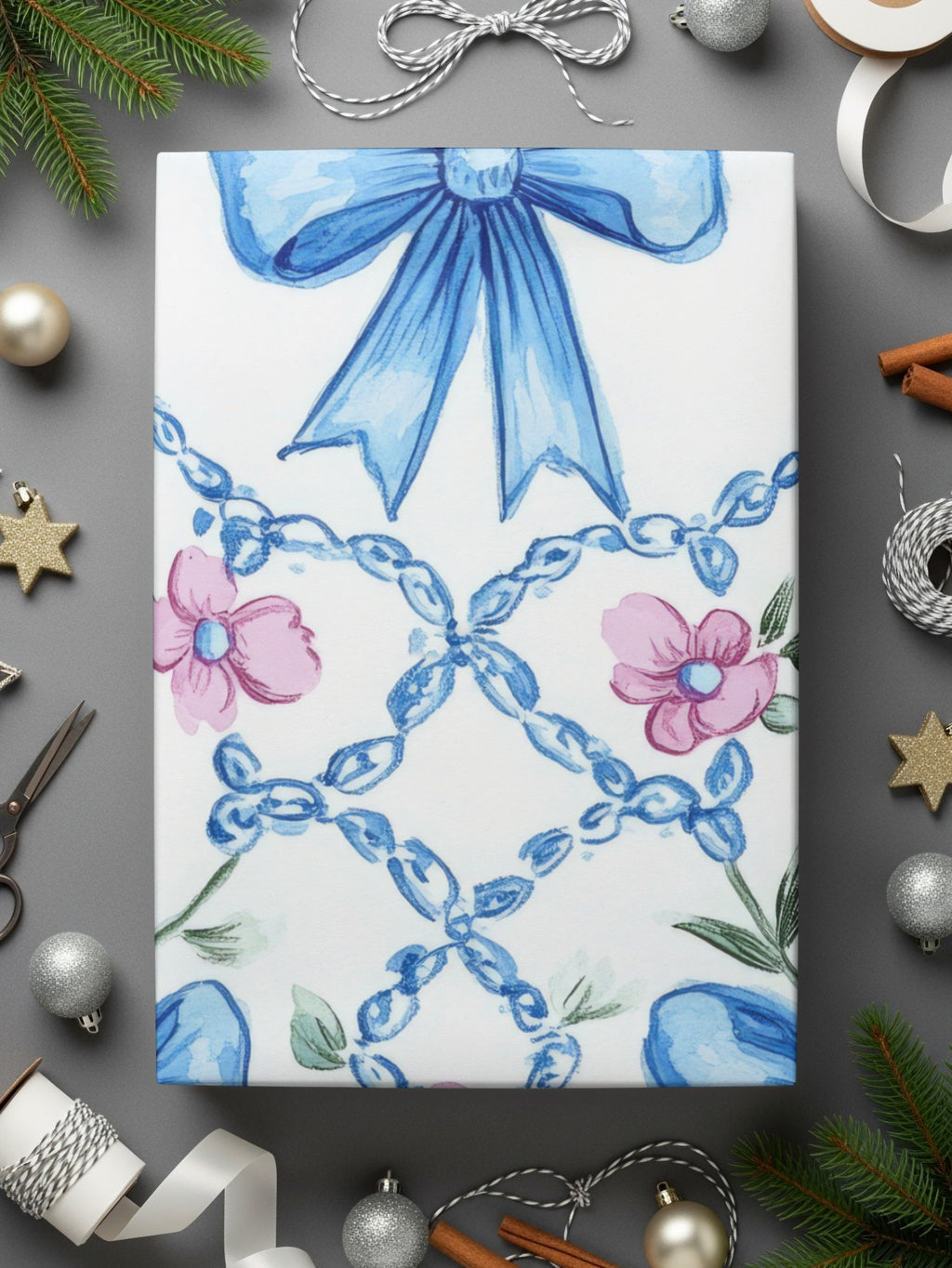 Seamless Grandmillenial Trellis Bow and Flower Digital - Moore and Mountain