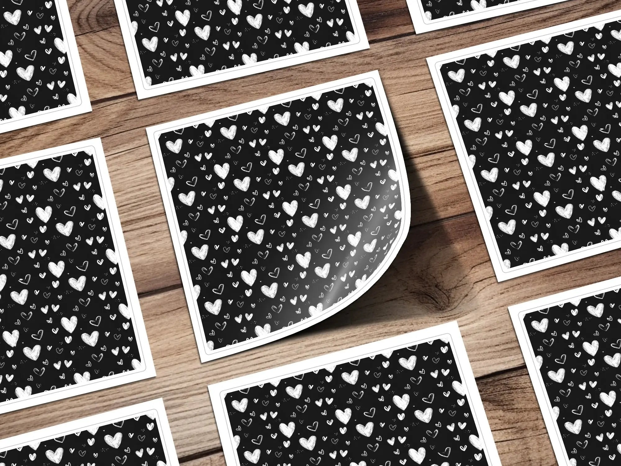 Seamless Heart Pattern Digital Paper, Black and White Hearts Background, Valentine's Day Texture, 12x12 inches JPEG Files - Moore and Mountain