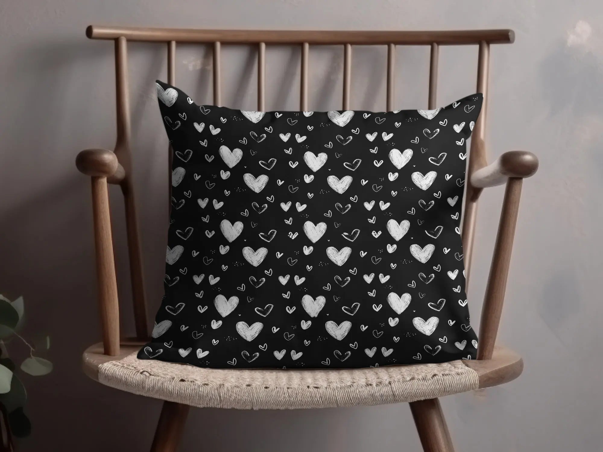 Seamless Heart Pattern Digital Paper, Black and White Hearts Background, Valentine's Day Texture, 12x12 inches JPEG Files - Moore and Mountain