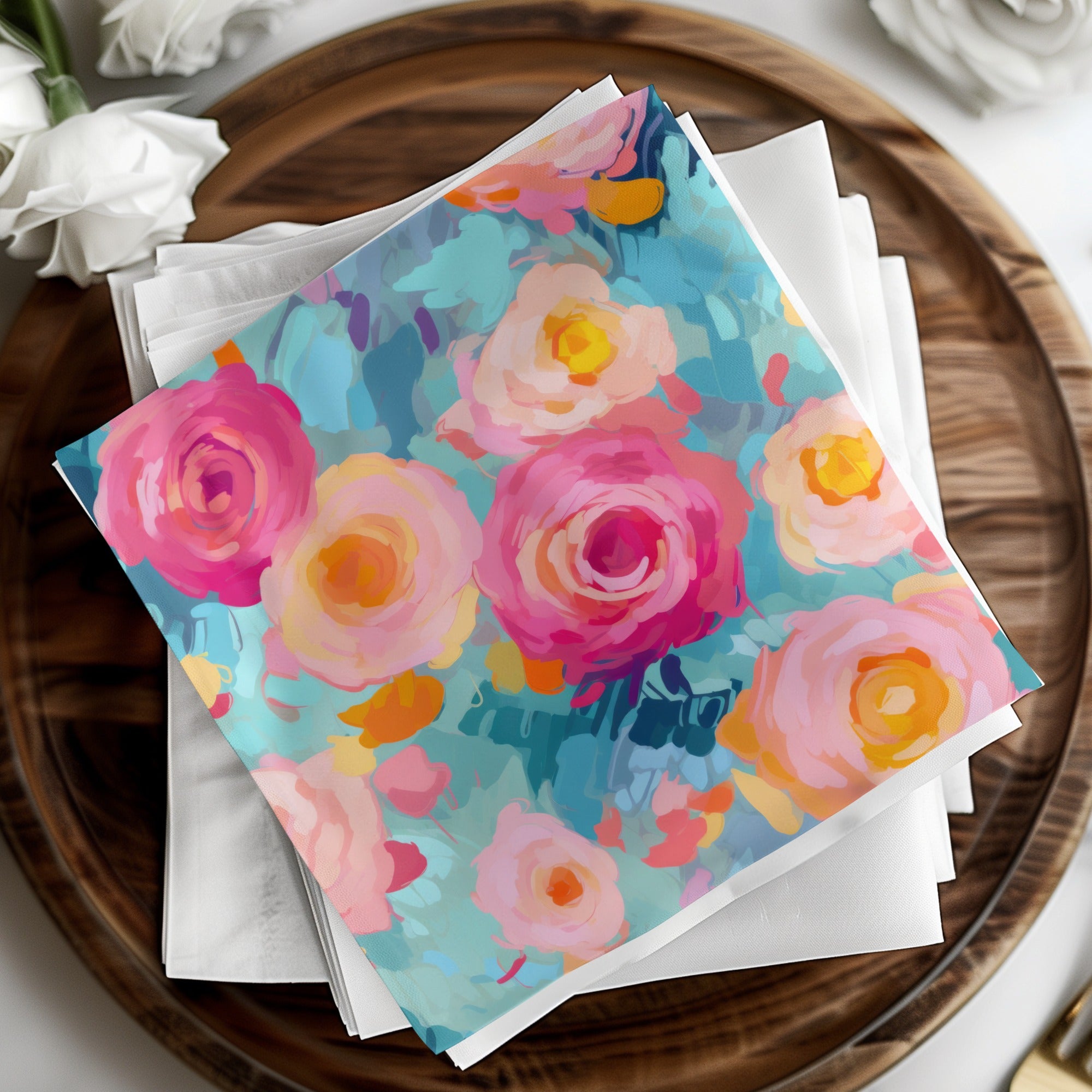 Colorful Floral Pattern Napkin Set for Elegant Dining