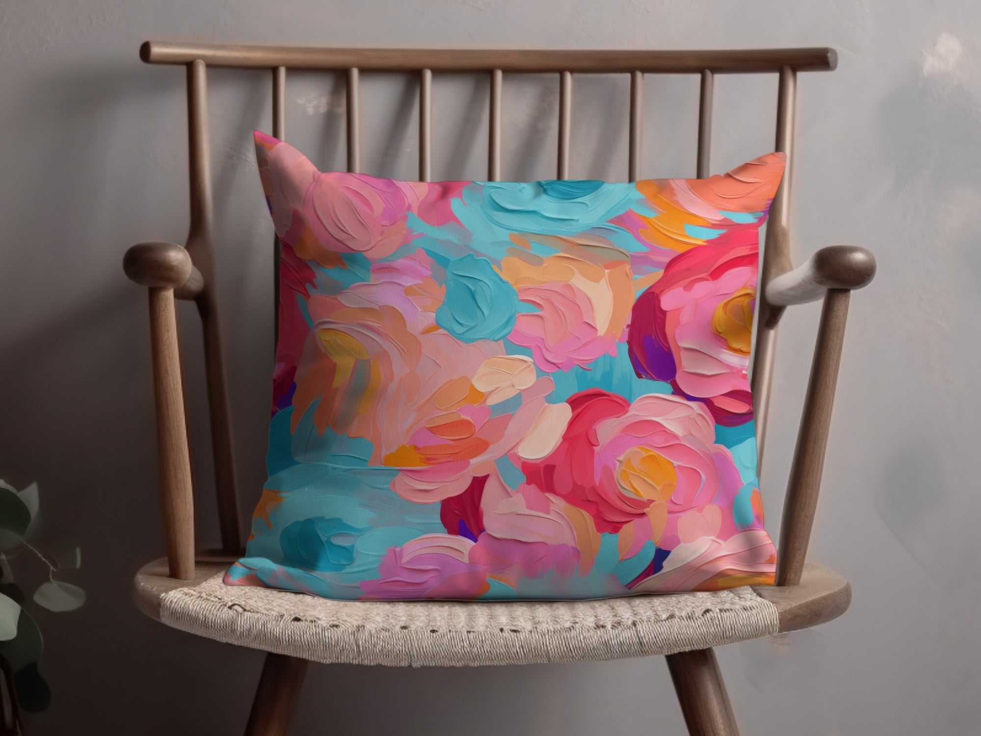 Vibrant Colorful Flower Pattern Throw Pillow Decor