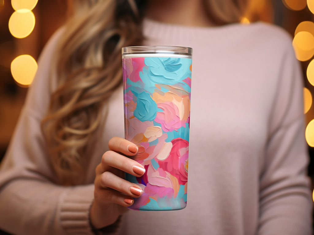 Colorful Floral Design Insulated Tumbler Travel Cup