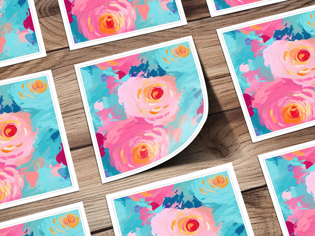 Colorful Abstract Floral Square Sticker Pack