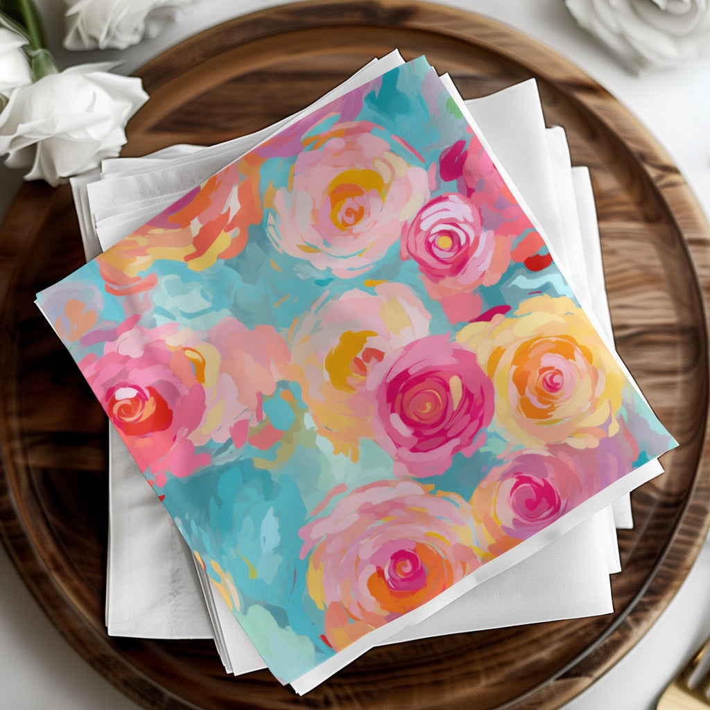 Vibrant Floral Pattern Decorative Napkin Set