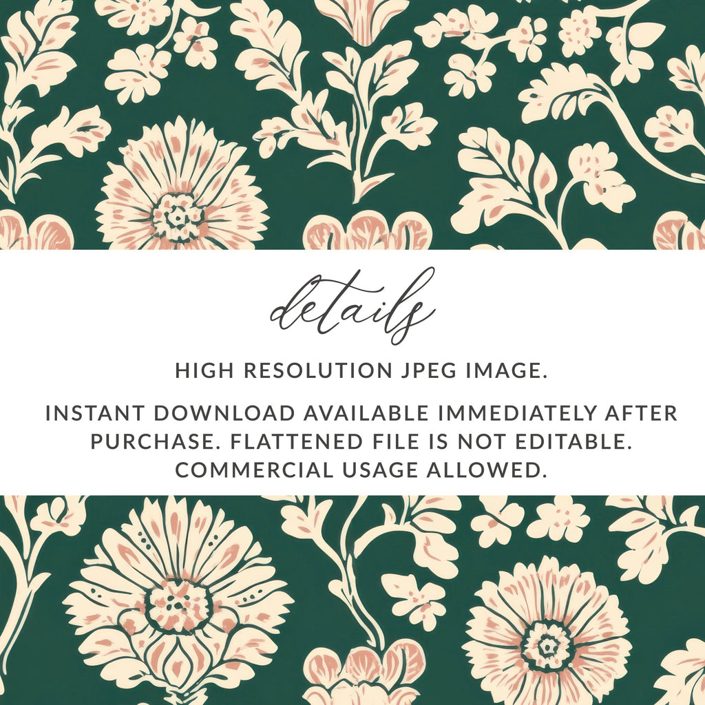 Seamless Indian Pattern on a Deep Green Background Seamless Chintz Green - Moore and Mountain