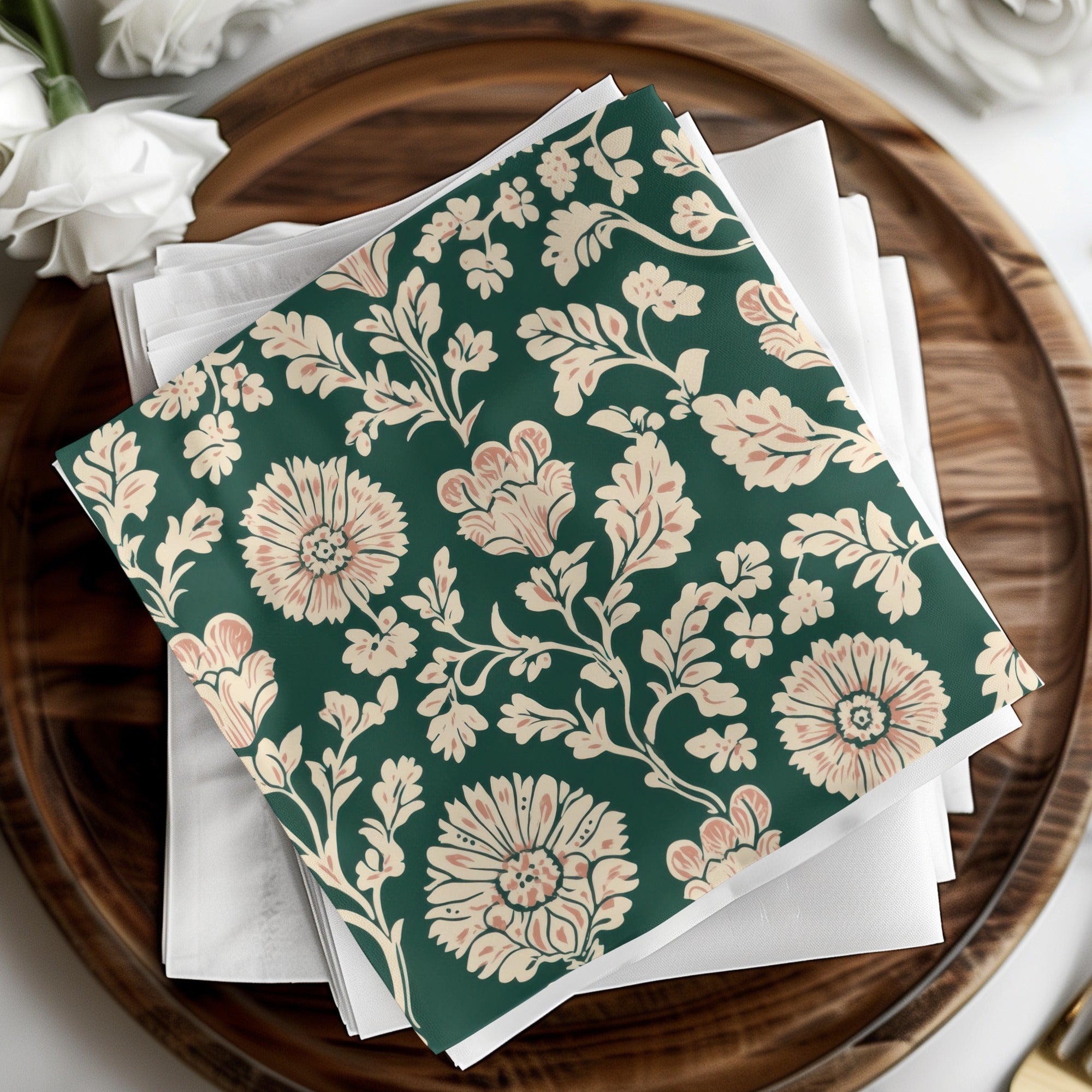 Seamless Indian Pattern on a Deep Green Background Seamless Chintz Green - Moore and Mountain