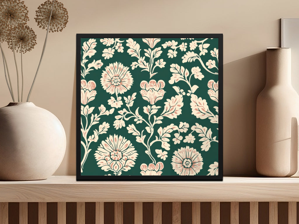 Seamless Indian Pattern on a Deep Green Background Seamless Chintz Green - Moore and Mountain