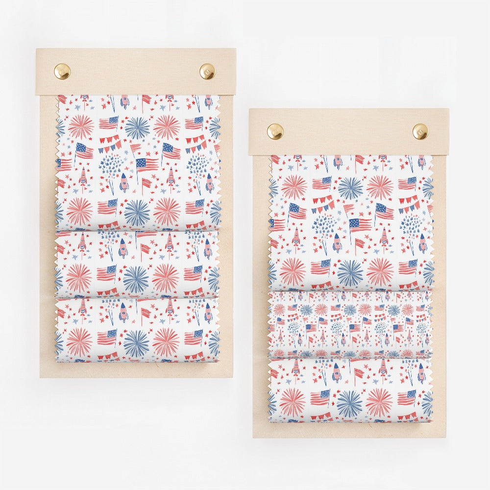 Patriotic Fireworks and Flags Pattern Fabric Product