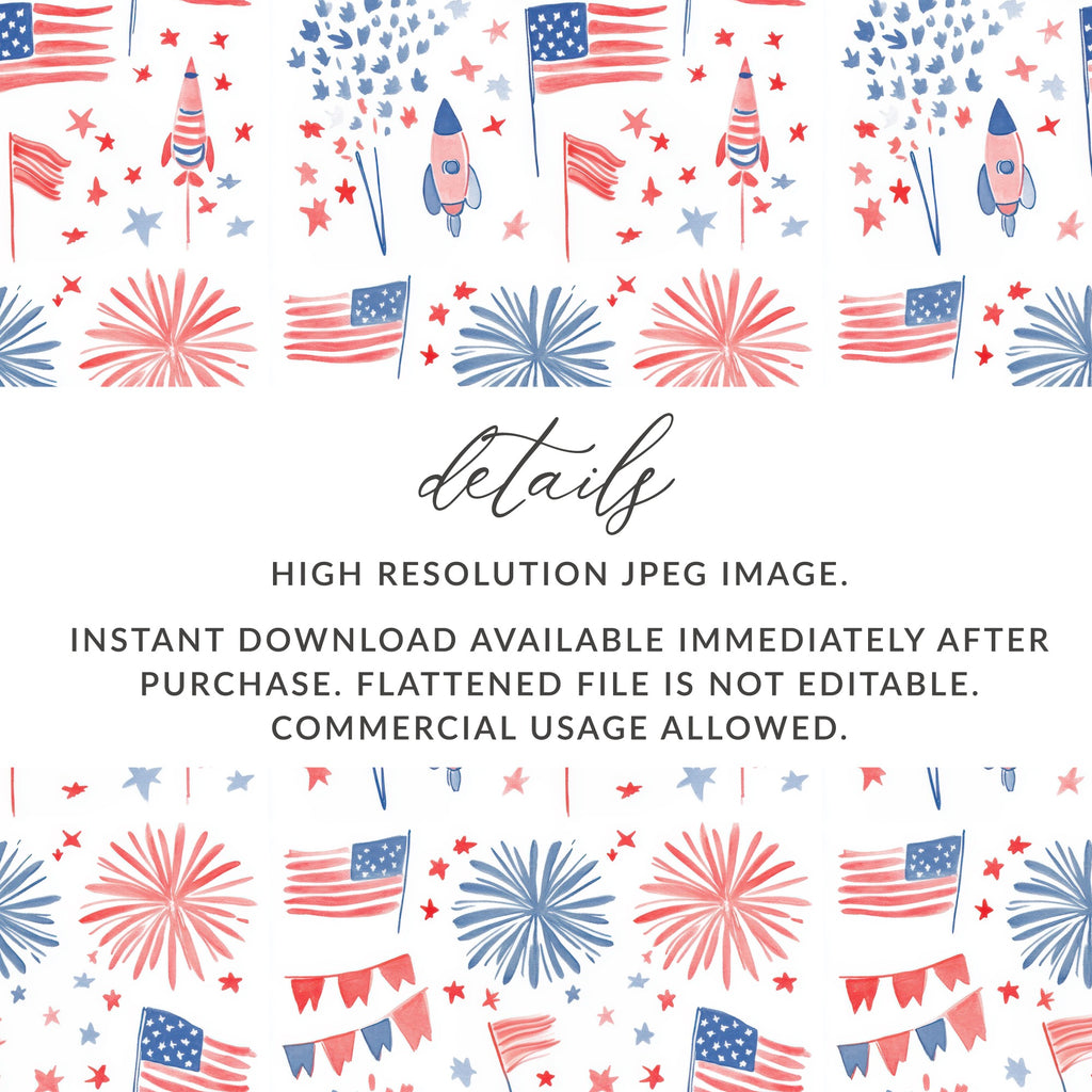 Patriotic Flags and Fireworks Digital Download Image
