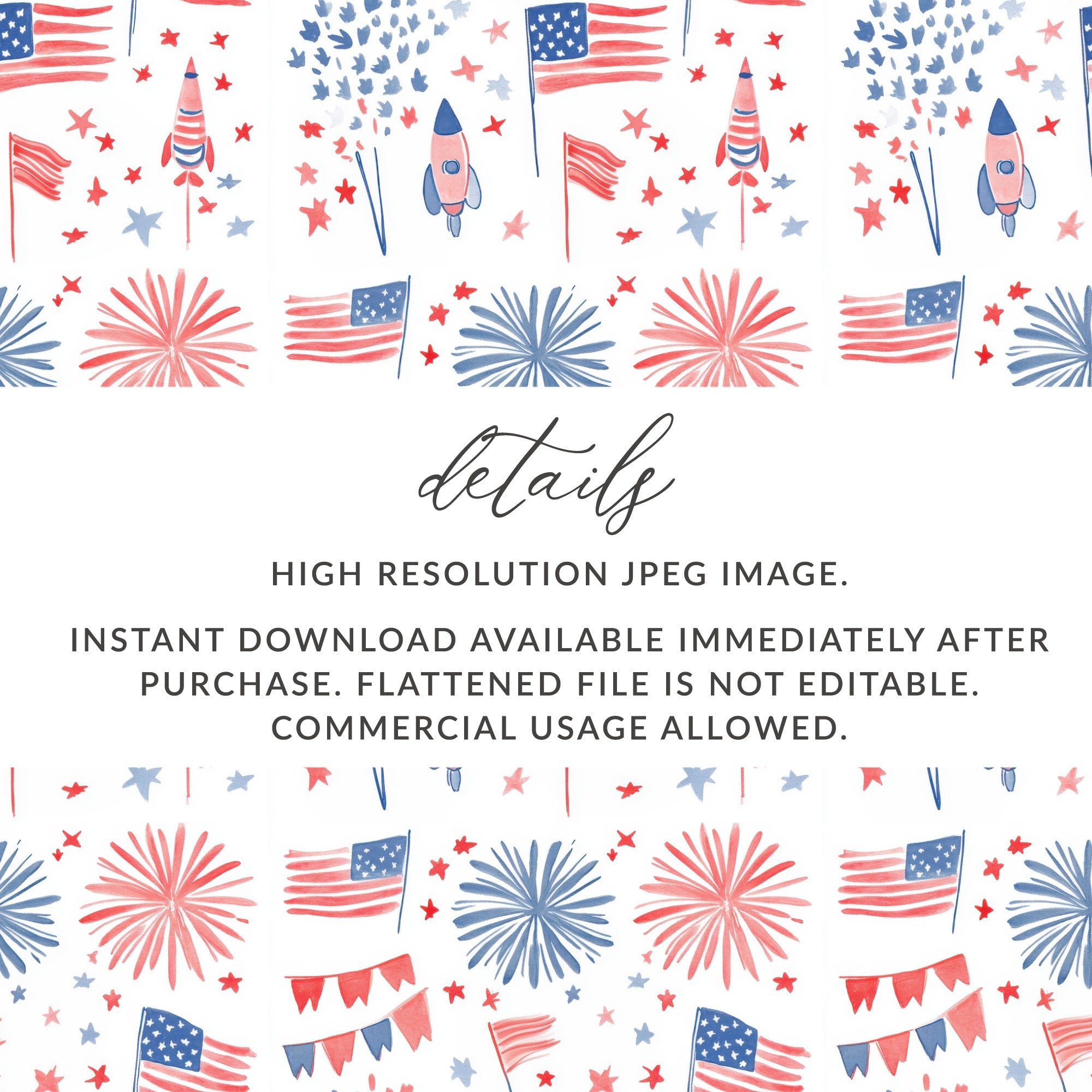 Patriotic Flags and Fireworks Digital Download Image