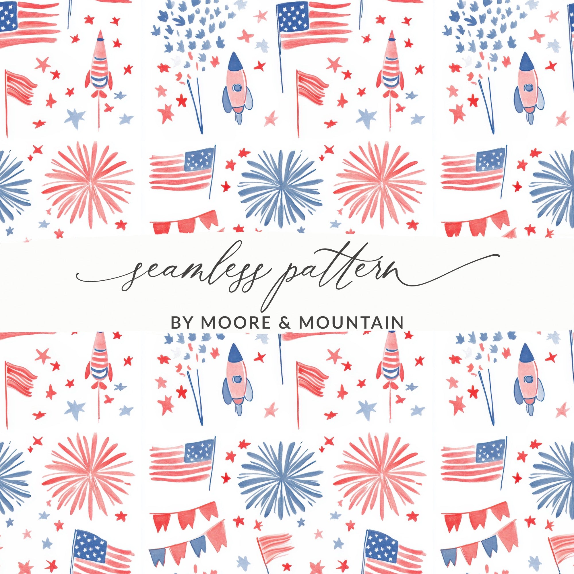 Patriotic Themed Seamless Pattern by Moore & Mountain