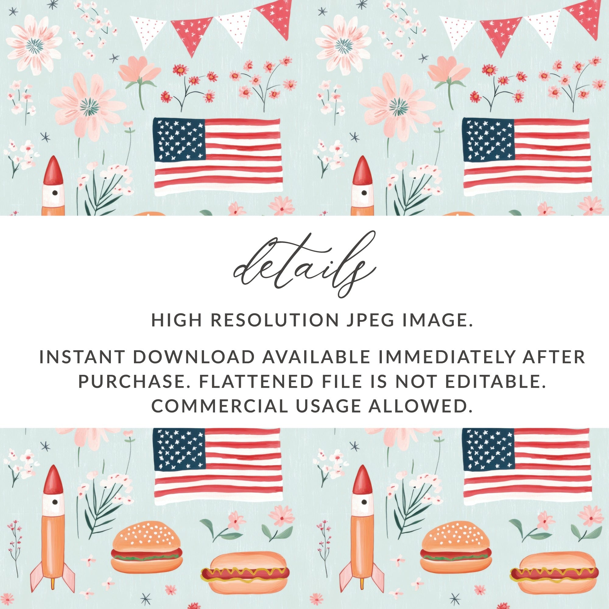 High Resolution JPEG Decor Food and Flags Digital Download