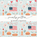 American Flag and Rocket Seamless Pattern Product
