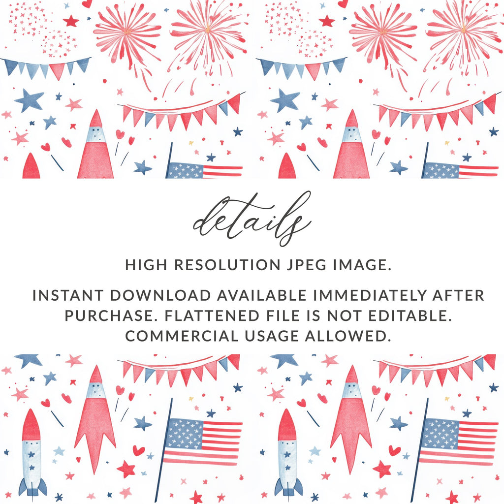 Patriotic Fireworks and Rocket Clipart High Res Image