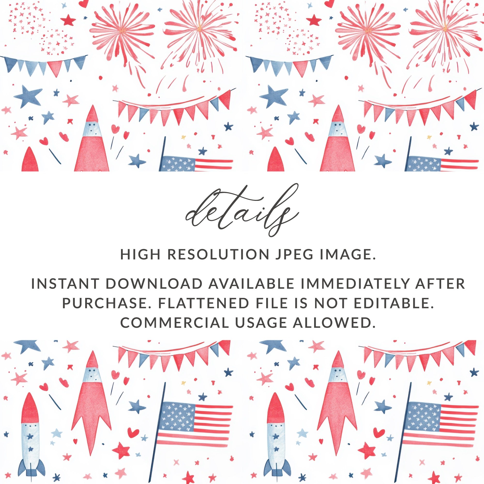Patriotic Fireworks and Rocket Clipart High Res Image