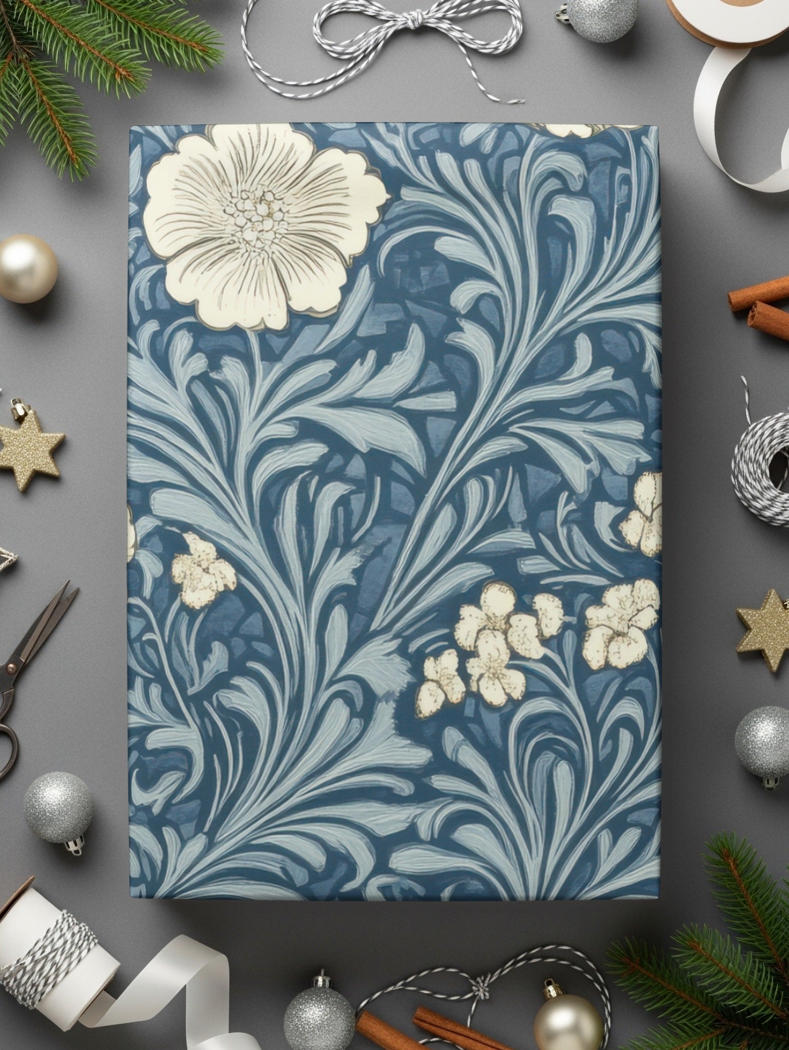 Seamless Larkspur William Morris Vines Background Dark For Commercial Use - Moore and Mountain