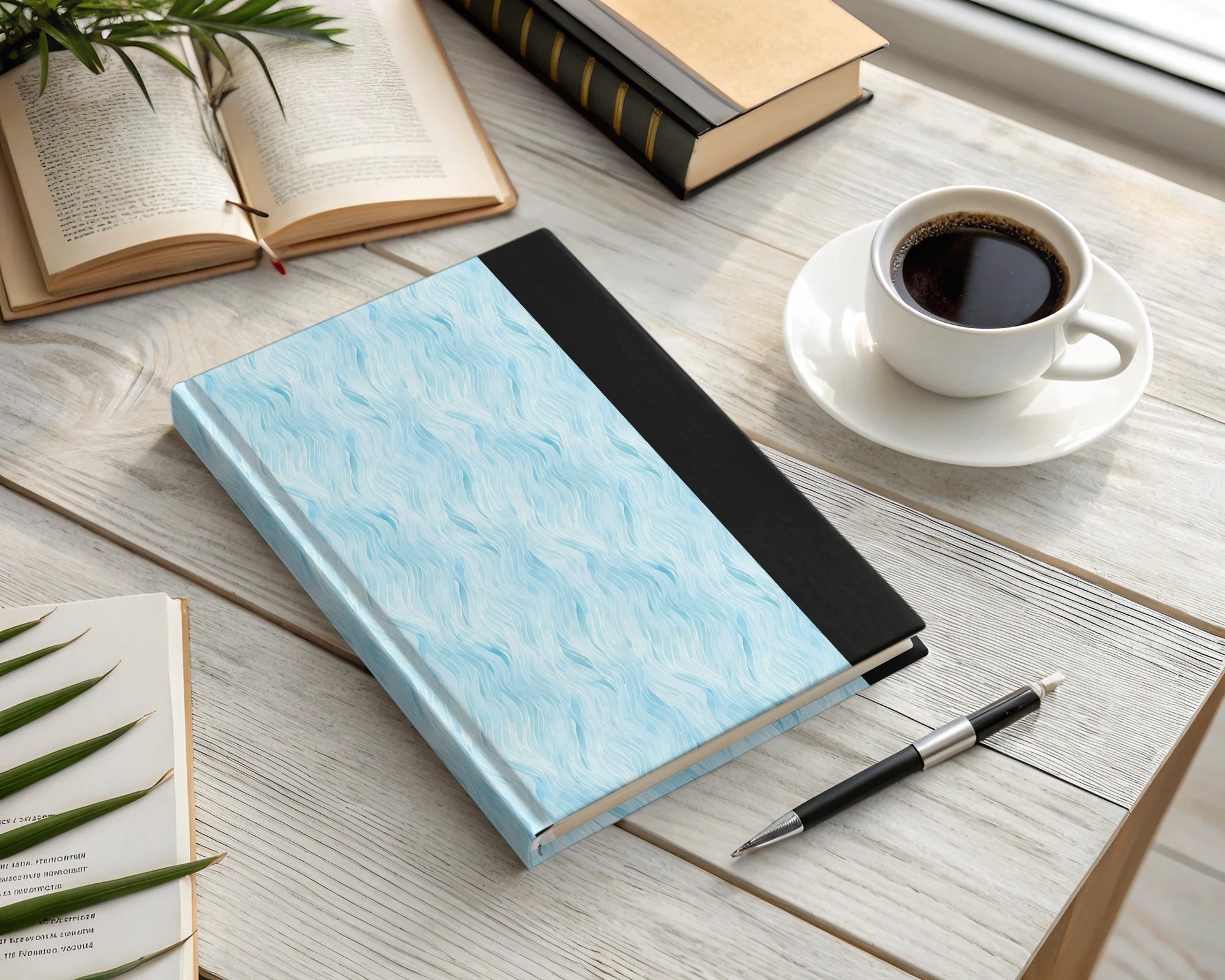 Elegant Blue and Black Hardcover Journal for Daily Use
