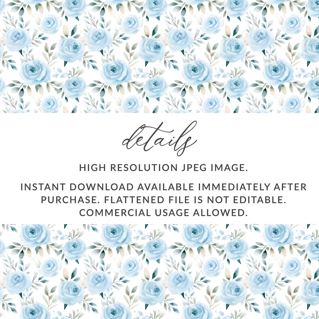 Blue Floral Instant Download High Resolution JPEG Image