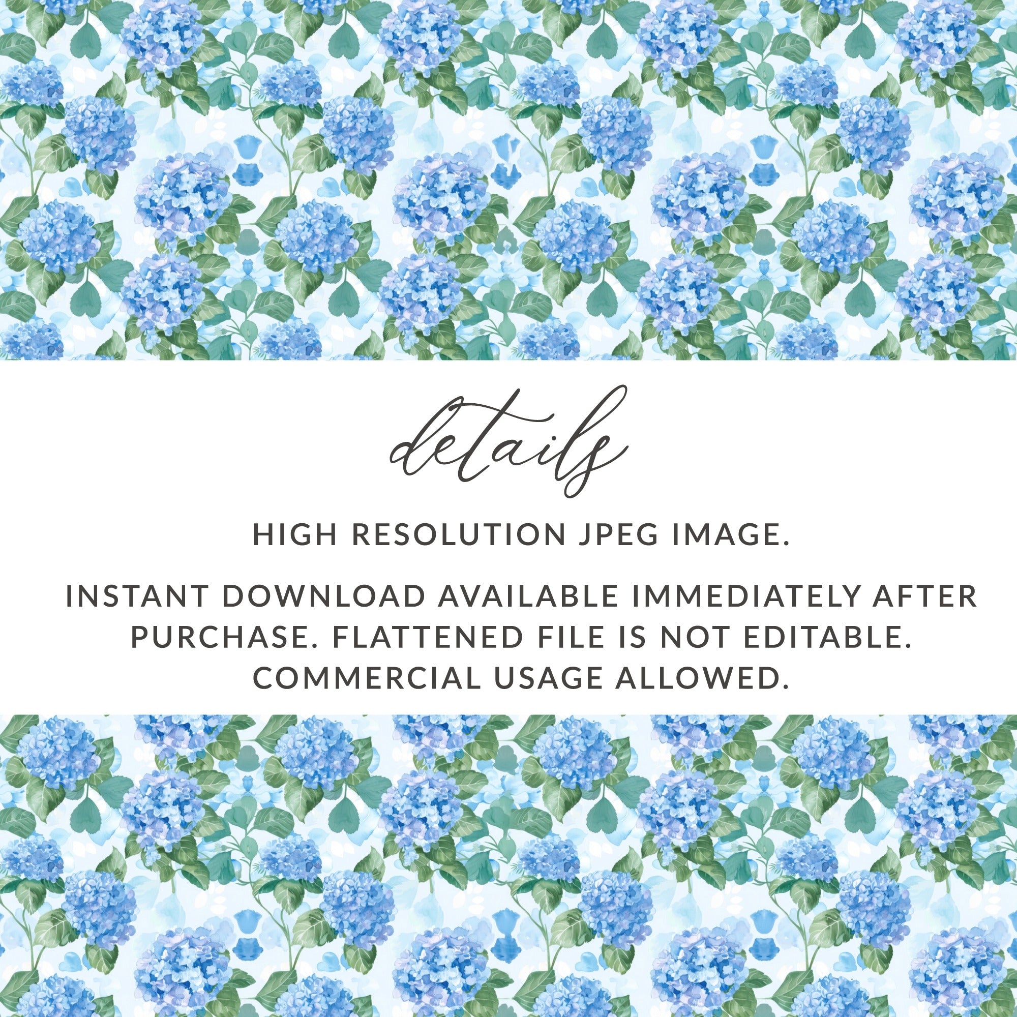 High Resolution Blue Floral Pattern Digital Download