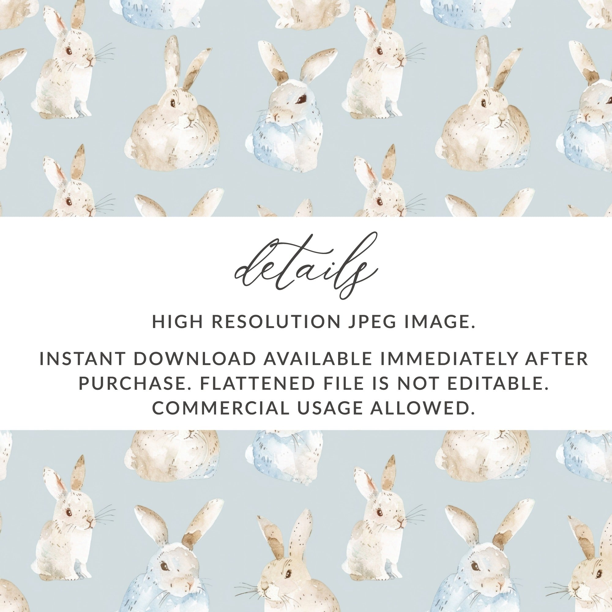 High Resolution Cute Bunny JPEG Instant Download