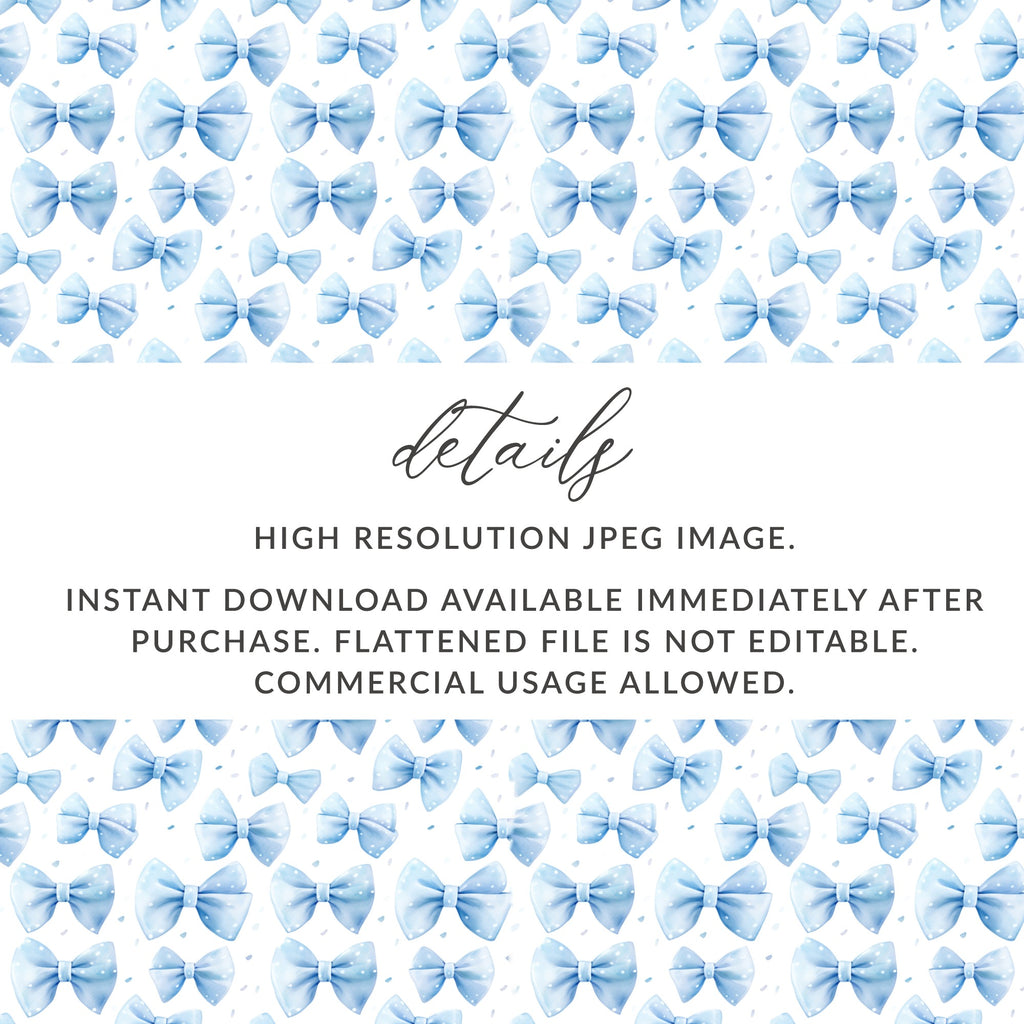 High Resolution JPEG Image Blue Bows Pattern Digital File