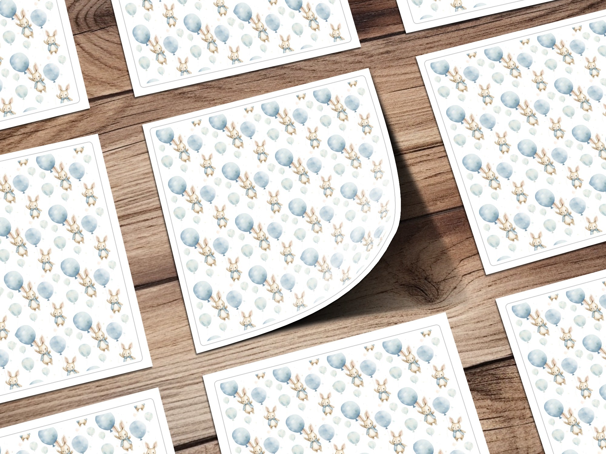 Cute Bunny and Balloons Pattern Printed Paper Sheets