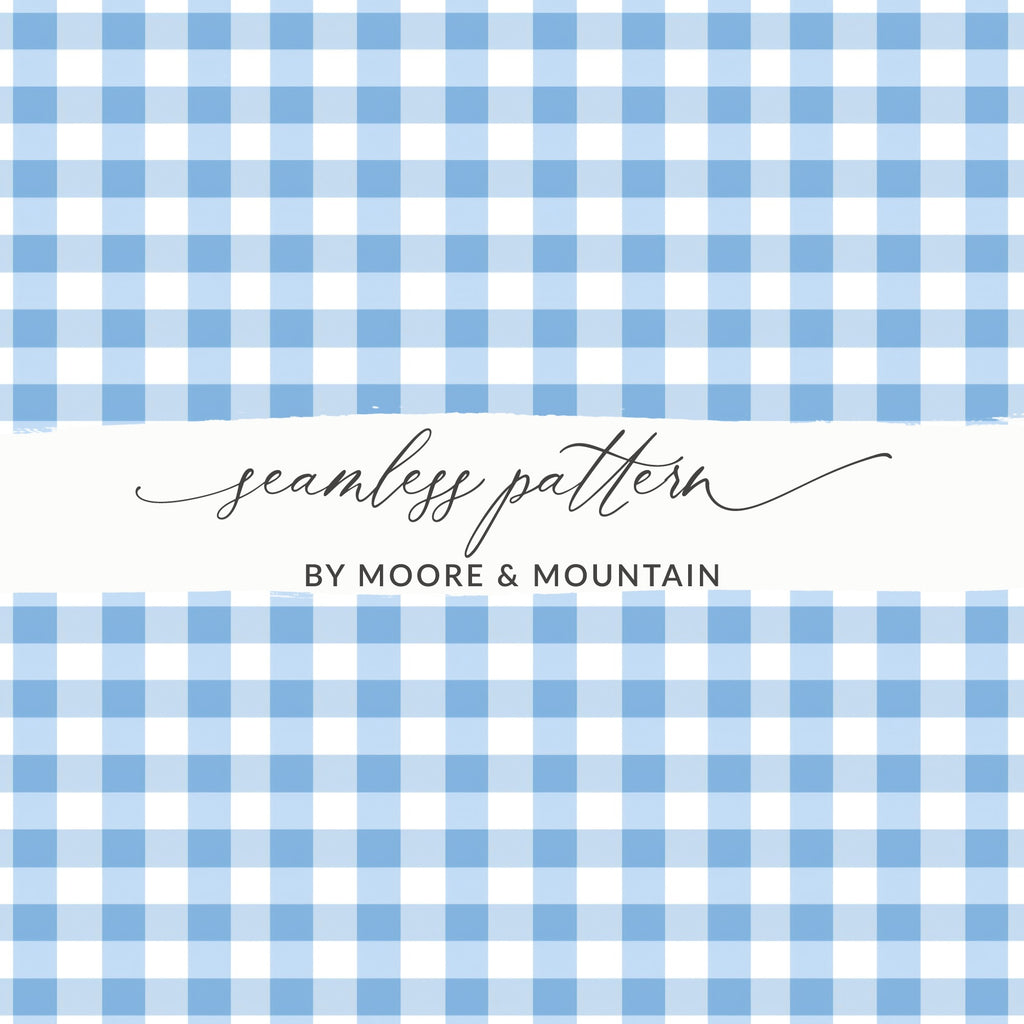 Blue Gingham Checkered Seamless Pattern Design