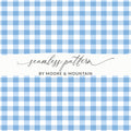 Blue Gingham Checkered Seamless Pattern Design
