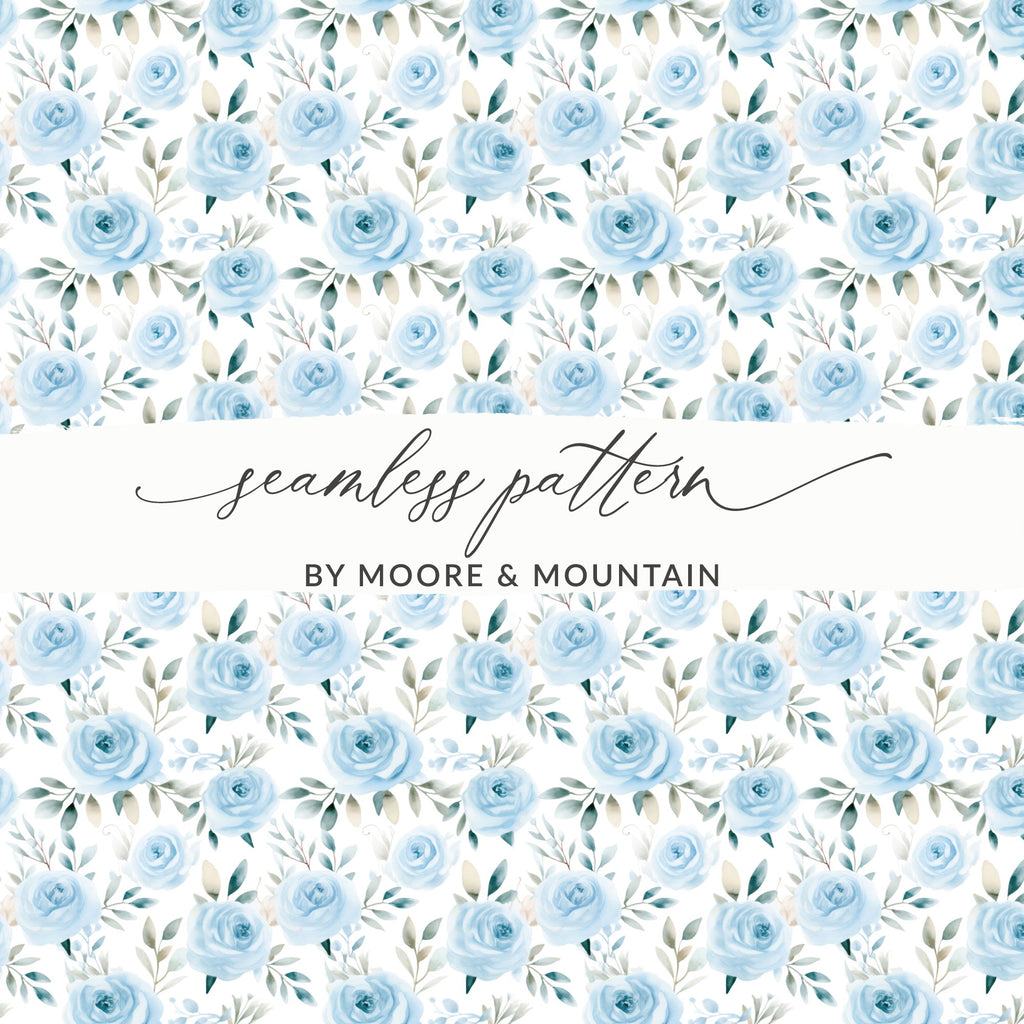 Blue Floral Seamless Pattern by Moore Mountain
