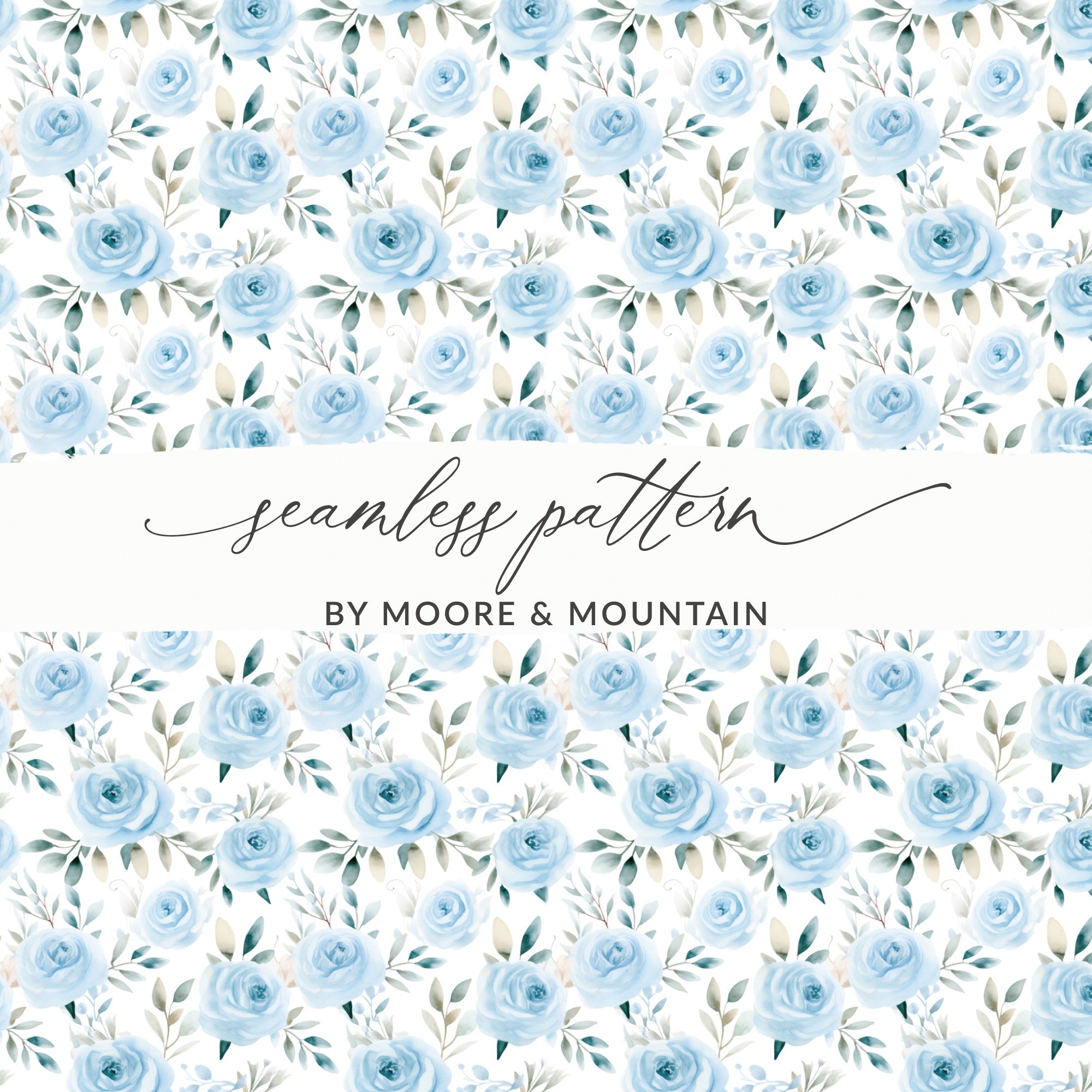 Blue Floral Seamless Pattern by Moore Mountain