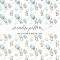 Cute Bunny and Balloon Seamless Pattern by Moore & Mountain