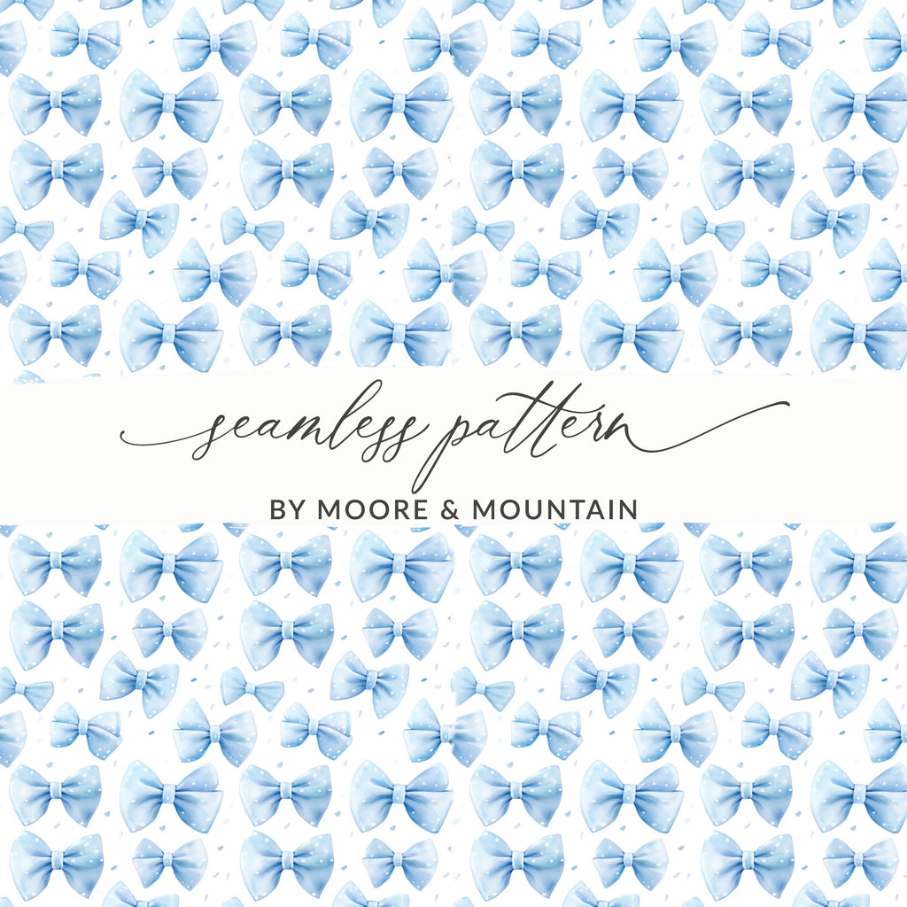 Blue Bow Seamless Pattern by Moore & Mountain Design