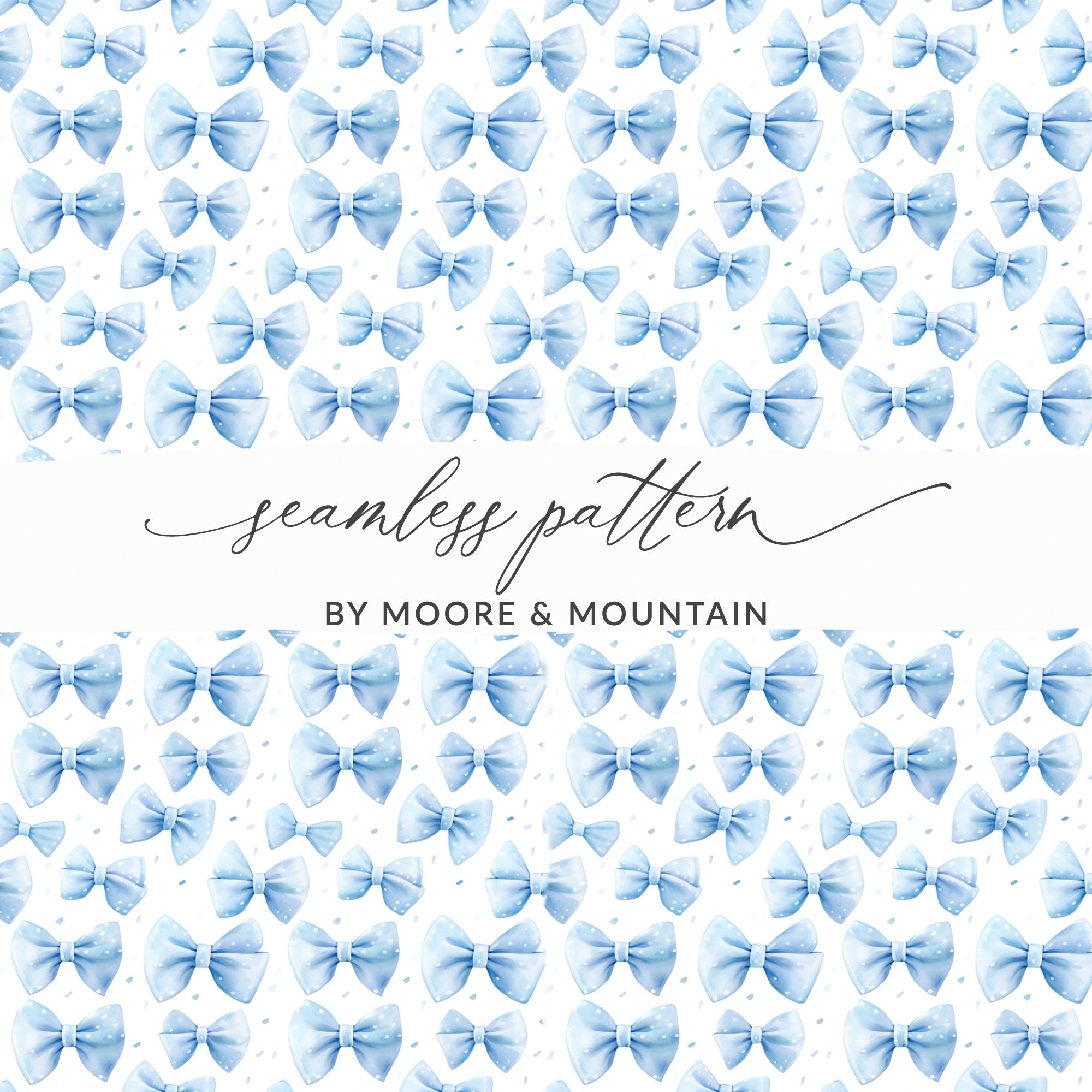 Blue Bow Seamless Pattern by Moore & Mountain Design