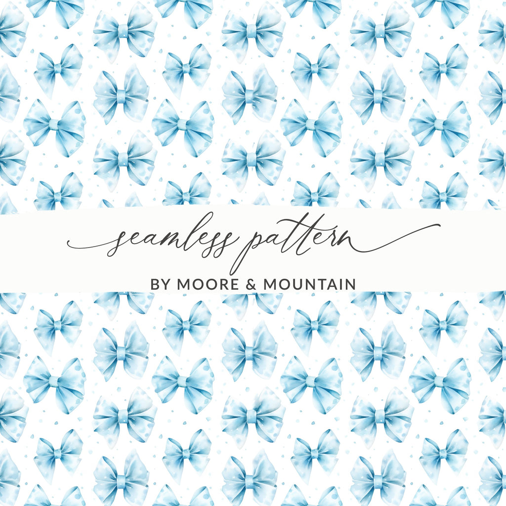 Blue Bow Pattern Seamless Design by Moore and Mountain