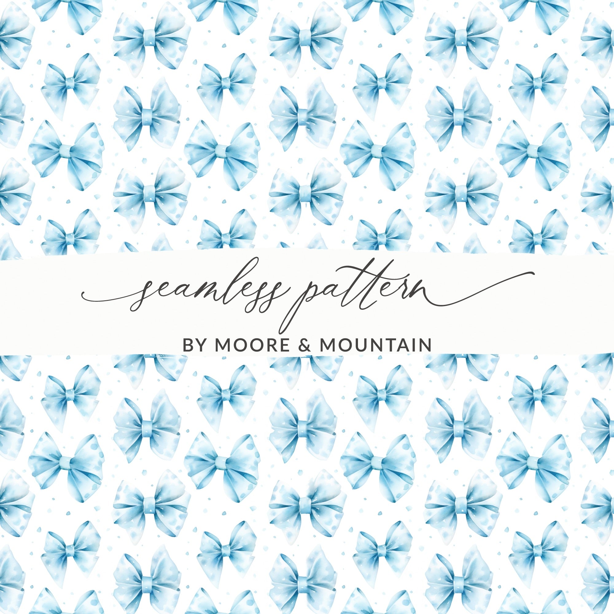 Blue Bow Pattern Seamless Design by Moore and Mountain
