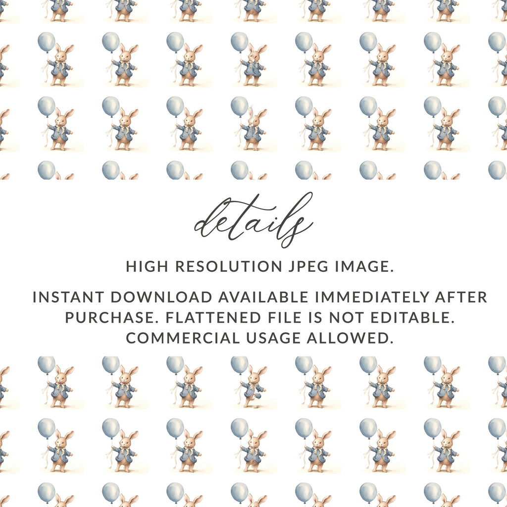 Adorable Bunny with Balloons High Resolution JPEG Image