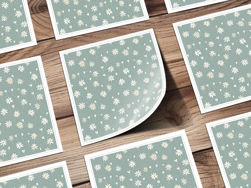 Floral Pattern Stickers with White Daisies Sheet