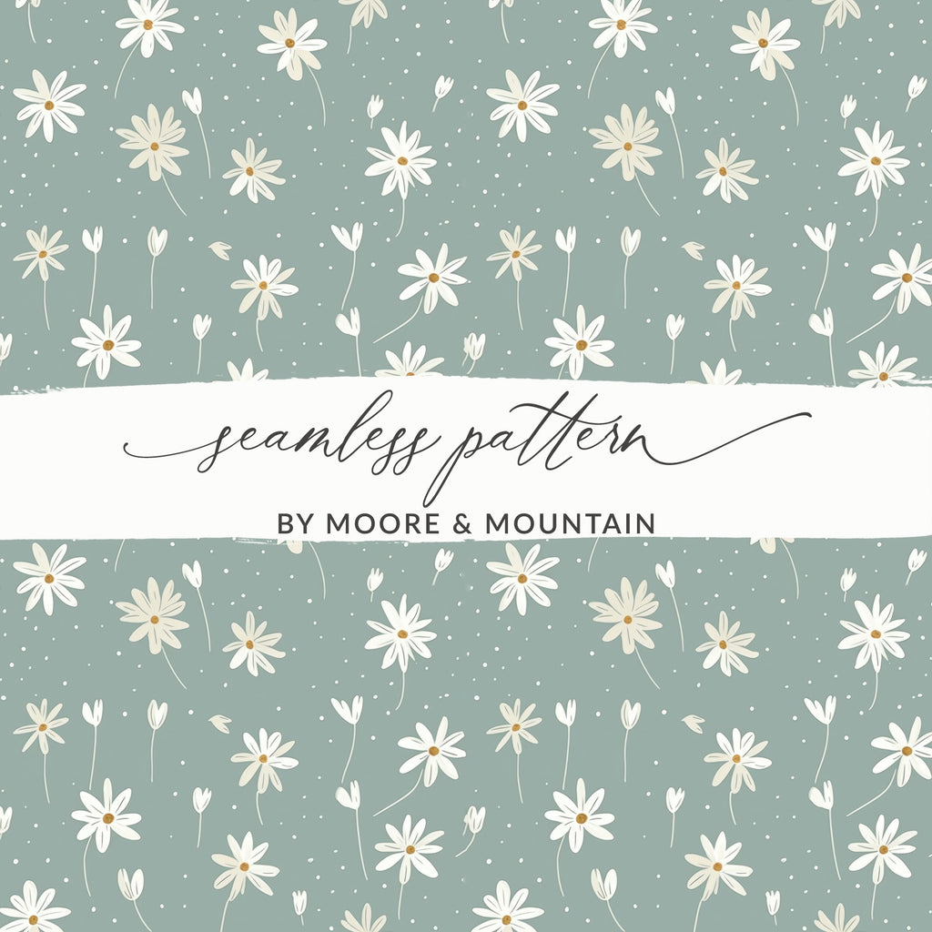 Seamless Pattern by Moore & Mountain with Daisies