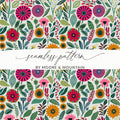 Floral Digital Paper, Seamless Flower Pattern, Botanical Print, Scrapbook Paper, Fabric Design, Spring Flowers, Digital Download - Moore and Mountain